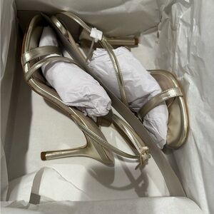 Charles & Keith Metallic Gold Open Toe Heel